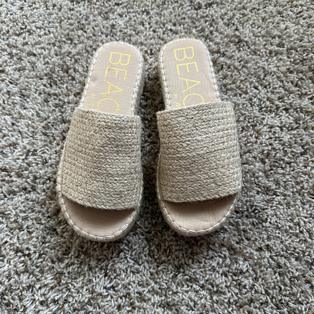 Beach by Matisse Del Mar Jute Platform Sandals Natural Tan Size 7 NWOT
